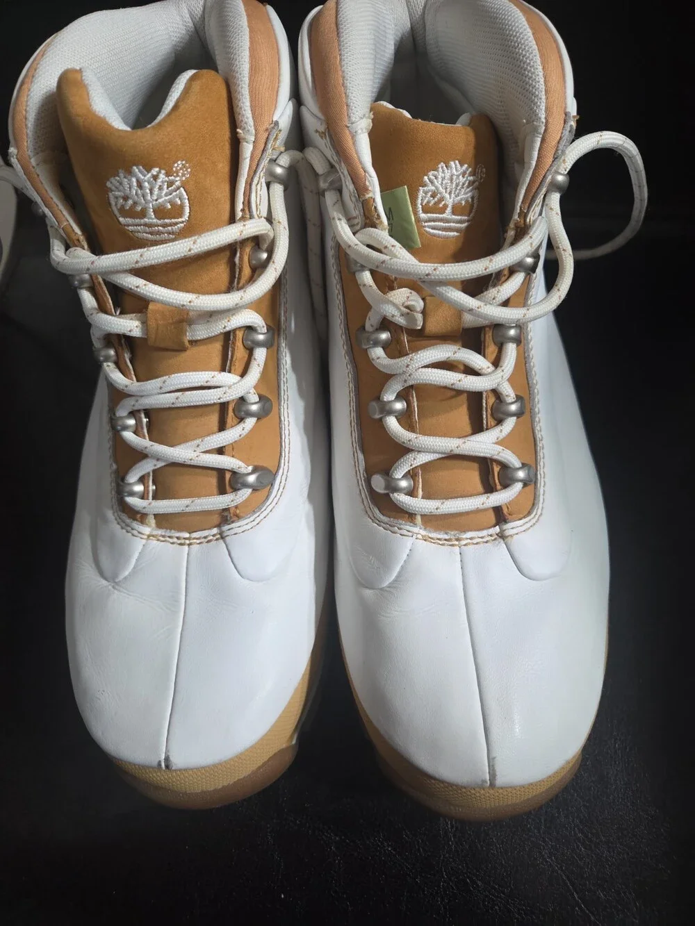 Timberland Hiking Boots White Tan Leather Size 7.5 - Used